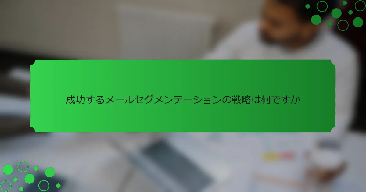 成功するメールセグメンテーションの戦略は何ですか